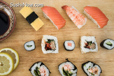 Sushi on Cutting Board Presentation