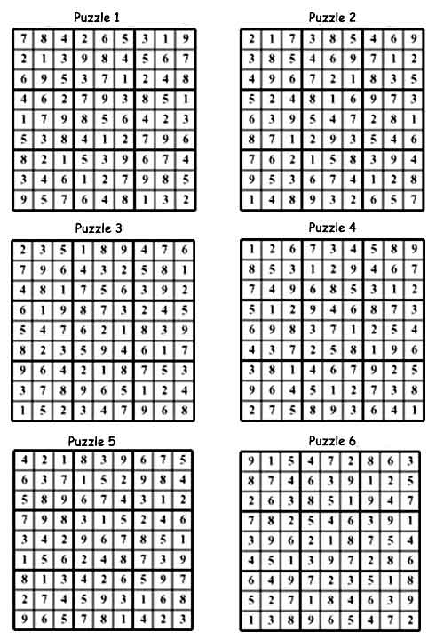 Sushi Sudoku Solutions