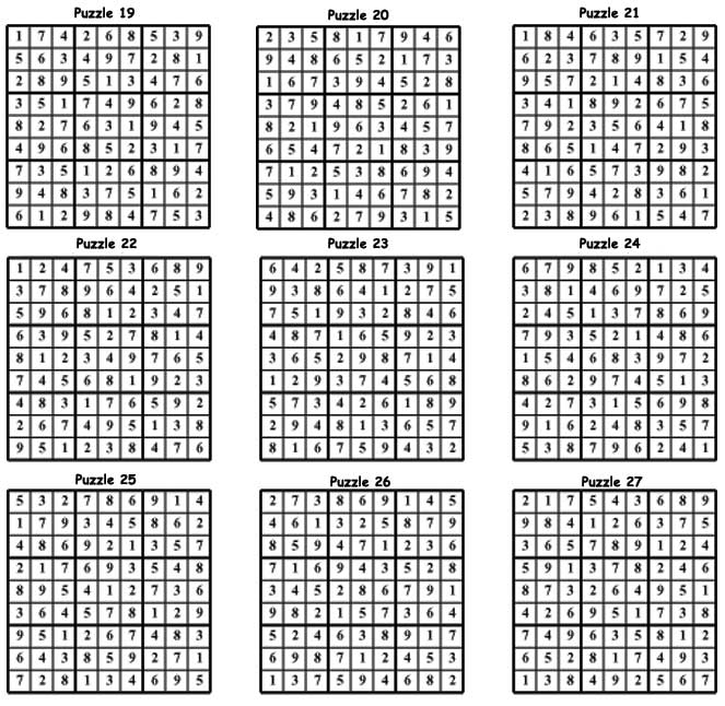 Sudoku solutions